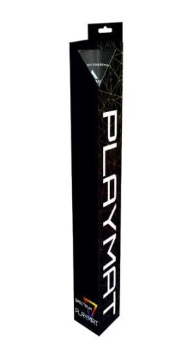 A tall, narrow black retail package for a PLAYMAT playmat, shown on a plain white background. The box features the word 'PLAYMAT' vertically in large white letters and a small PLAYMAT logo near the bottom.